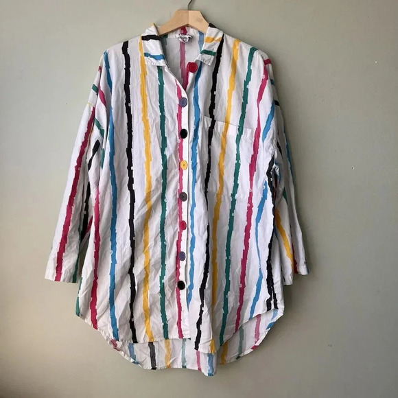 Starting Point Tops - Vintage Starting Point Striped Button Down  Size‎ Large
